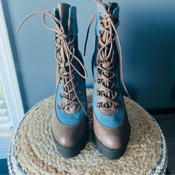 Bumper BI82 Patchwork Denim Heeled Boots - Picture 5 of 12